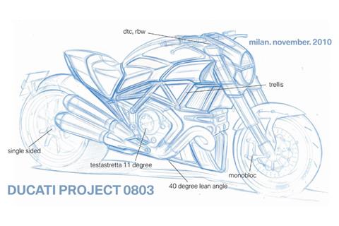 Ducati dealer leaks Project 0803 muscle bike sketch to customer