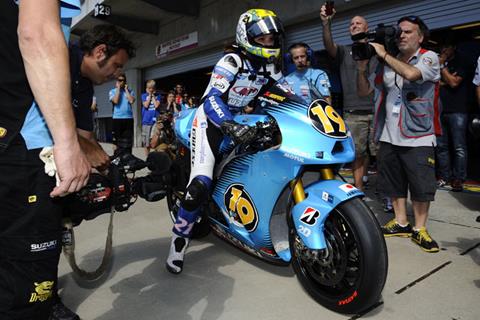 Elena Myers tests factory Suzuki MotoGP bike
