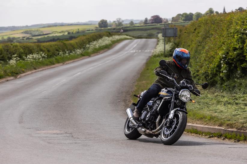 Riding shot of the Kawasaki Z900RS