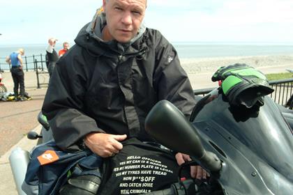 Paul Gibney at the protest in Llandudno