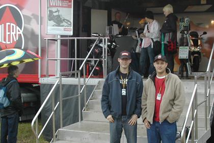 MCN reader Dave Woollands and guest enjoy the British MotoGP round with Metis Gilera Racing