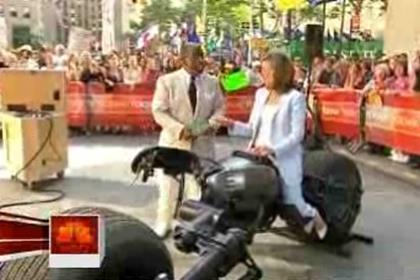 The Today show in the US got the first look at the 'Batpod', Batmans new armoured motorcycle