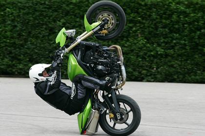 Kevin Carmichael performed stunts at the new Triumph Street Triple launch