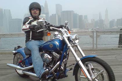 MCN Chief Road Tester Trevor Franklin enjoying the 'gorgeous' Harley-Davidson Rocker