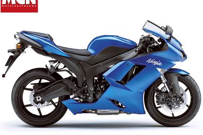 The 2008 Kawasaki ZX-6R in blue