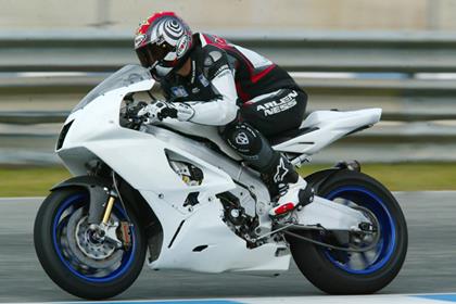 The new Aprilia V4 being ridden by Alex Hoffman at Jerez