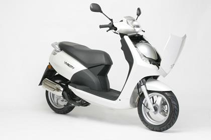 The Peugeot Vivacity 3 features a new storage compartment at the front of the bike.