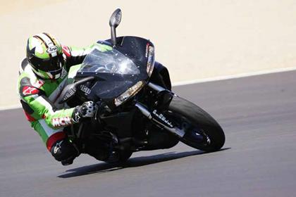 MCN's Trevor Franklin testing the Buell 1125R