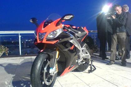 The new Aprilia RSV4 being unveiled in Rome 