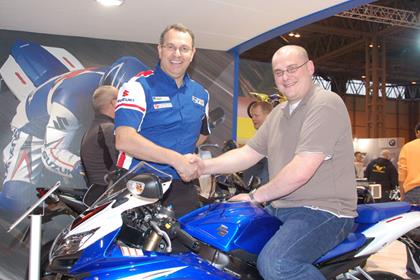 Justian Gray won a Suzuki GSX-R600 with MCN