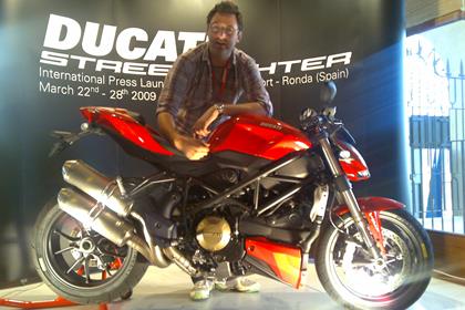 MCN editor Marc Potter with Ducati's new Streetfighter