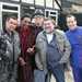 Left to right: Dave Lister (Craig Charles), the Cat (Danny John Jules), Kryten (Robert Llewellyn), the bus driver (Julian Ryder) and Arnold Rimmer (Chris Barrie)