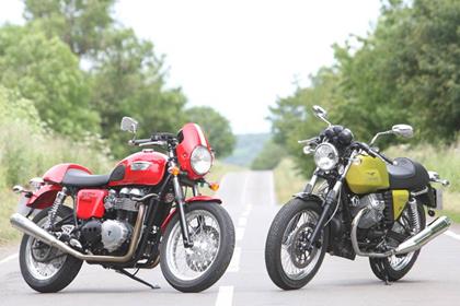 Neeves pits Guzzi’s new V7 Café Classic against Triumph’s Thruxton in the July 8 edition of MCN