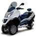 The hybrid MP3 combines a conventional 125cc four-stroke petrol engine with an electric motor