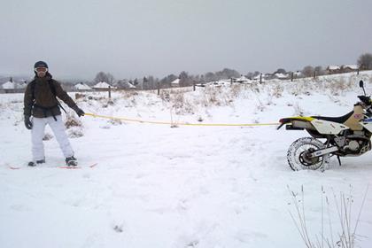 Nick Bennett's  brother prepares for a spot of snowboarding