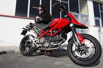 Adam Child with the Ducati Hypermotard EVO