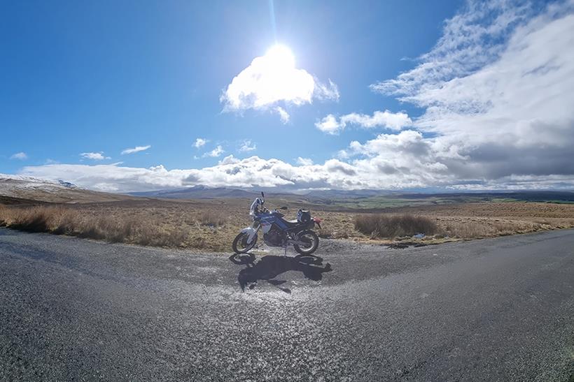 Aprilia Tuareg 660 in the sunshine on the Yorkshire Dales