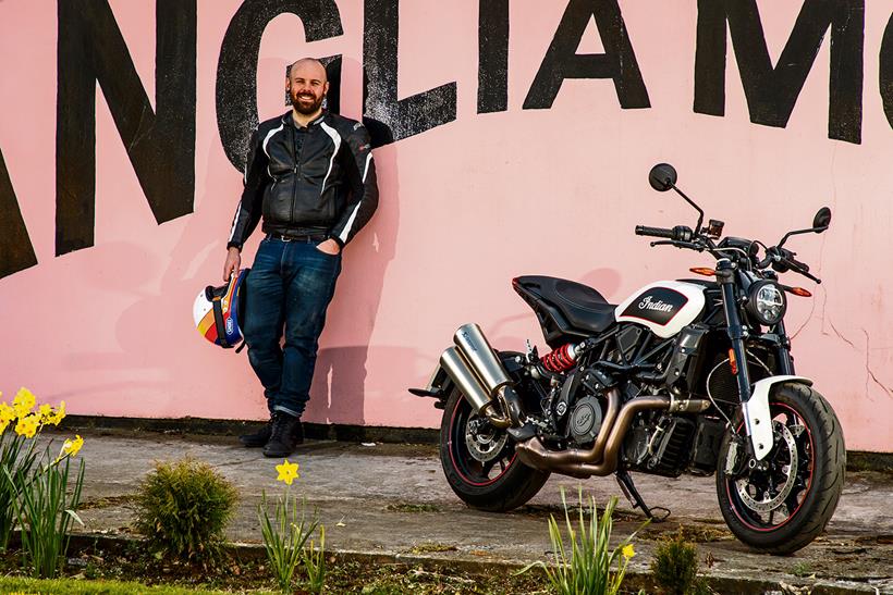 Ben Clarke with the MCN Fleet Indian FTR S