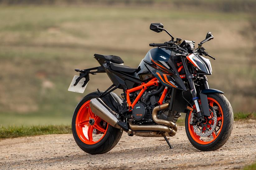 A side view of the KTM 1290 Super Duke R Evo