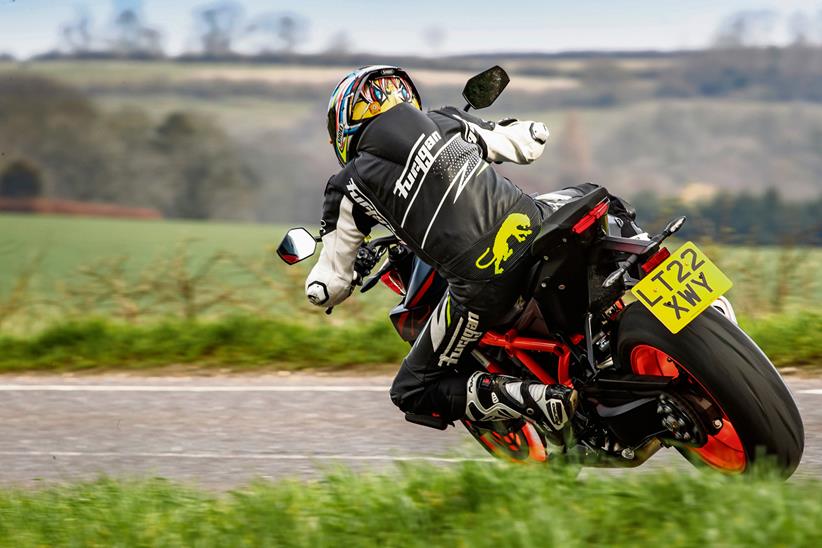 A rear view of the KTM 1290 Super Duke R Evo