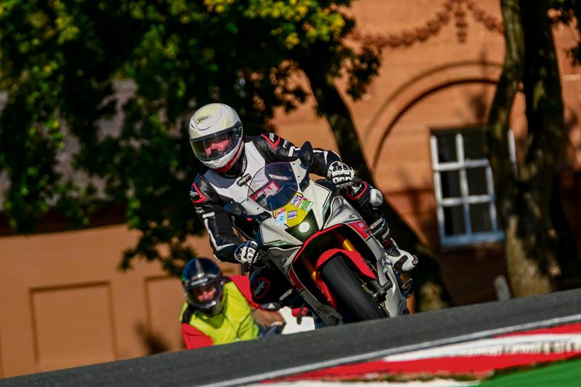 MSV Trackdays instructor and ex-BSB racer Graham Ward following Gareth at Oulton Park