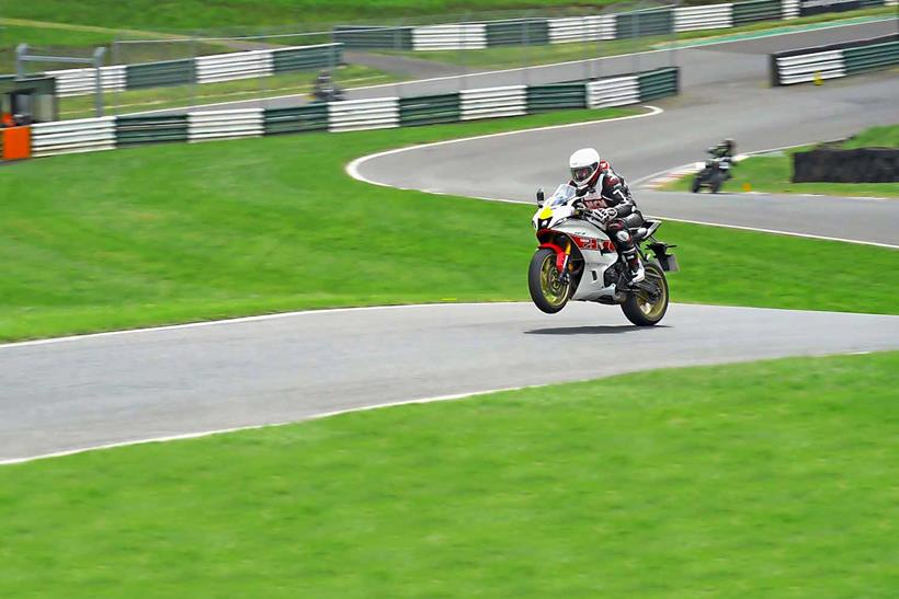 An unintentional wheelie over the Mountain at Cadwell Park