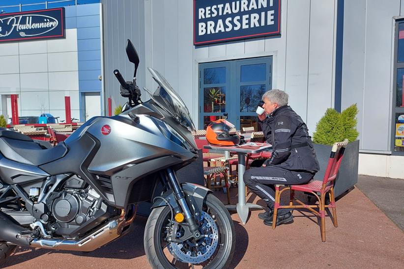 Alison takes a coffee break in France