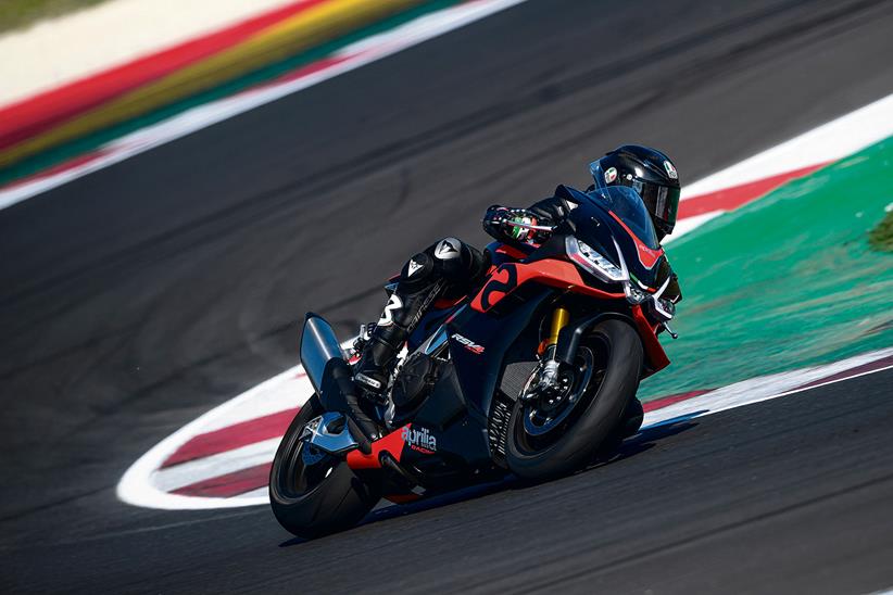 Max Biaggi rides an Aprilia RSv4 Factory