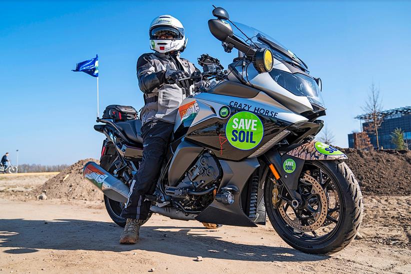 Jagadish Vasudev aboard his BMW K1600GT