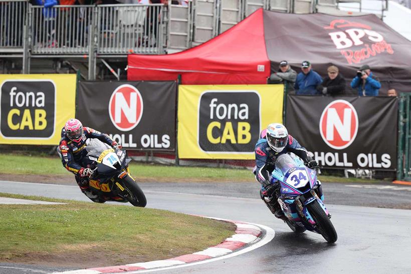 Alastair Seeley leads Davey Todd in the Supersport race