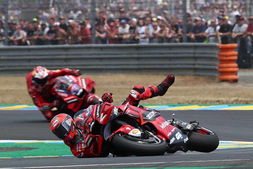 Pecco Bagnaia crashes out of second at Le Mans