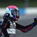 Bradley Perie celebrates his Supersport victory at Donington