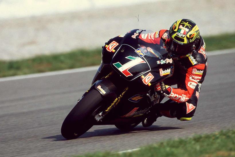 Max Biaggi's 250cc Aprilia complete with the number one plate