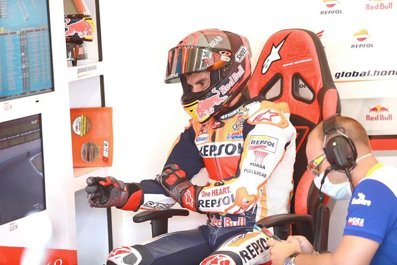 Marc Marquez pictured at Jerez only a few days after surgery in 2020