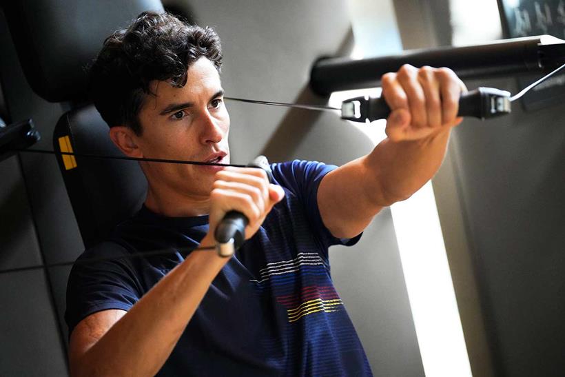 Marc Marquez has been doing some resistance training in the gym