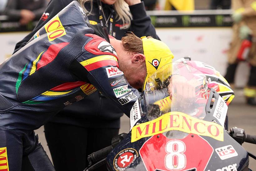 Milenco Padgett's Honda's Davey Todd was overwhelmed after taking his first TT podium with a third place finish in the Superstock race