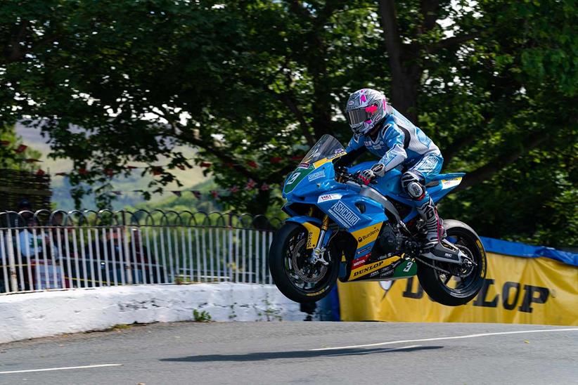 Lee Johnston at Ballaugh Bridge during the Lightweight TT at TT2022. PICTURE BY TONY GOLDSMITH