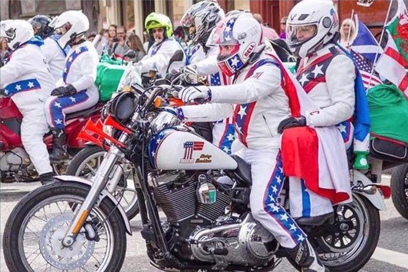 Riders dressed as Evel Knievel