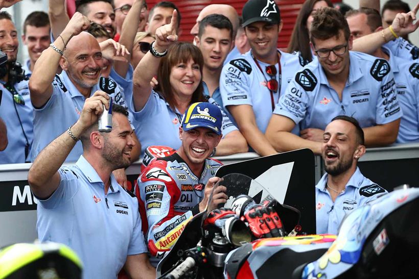 Fabio Di Giannantonio celebrates pole position at Mugello