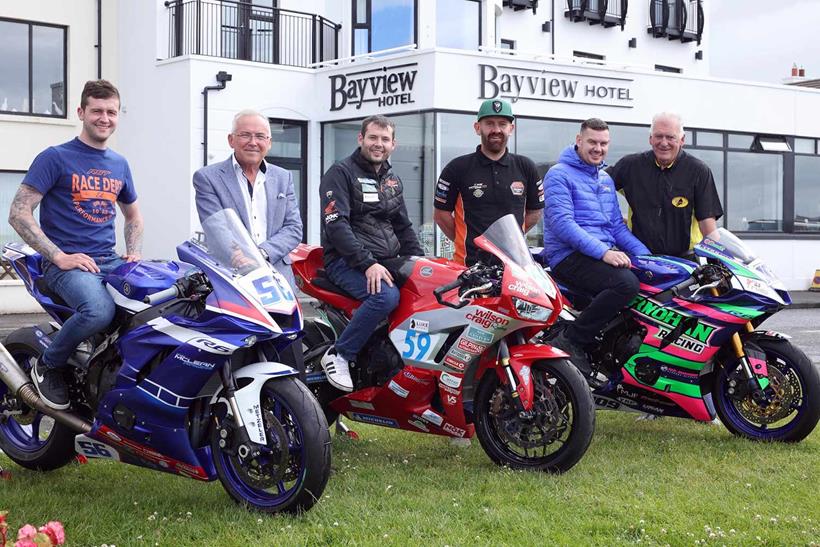 Pictured is Title Sponsor Bayview Hotel, Trevor Kane, with Chair and Clerk of the Course, Bill Kennedy MBE, Jamie Coward, Adam McLean, Darryl Tweed, Neil Kernohan and James Rothery