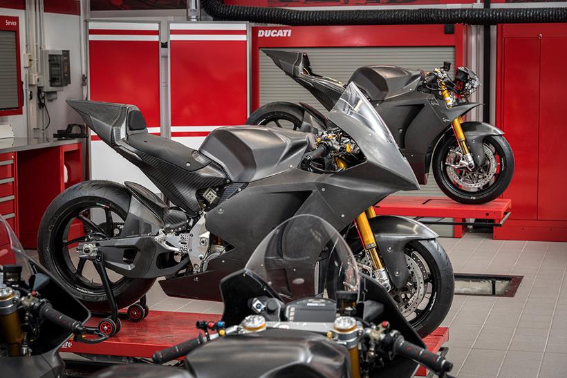 Ducati's MotoE bike being built