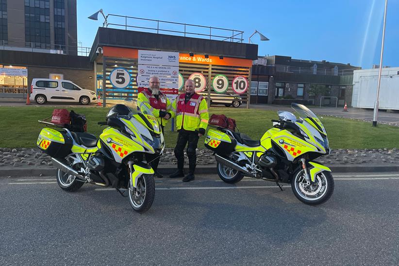 Blood Bike-liveried BMW R1250RTs