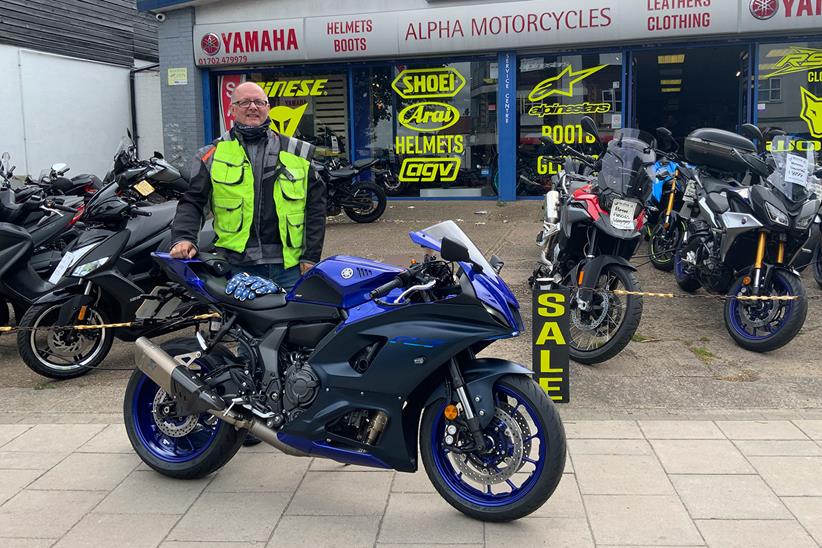 Paul McDougall collects his Yamaha R7