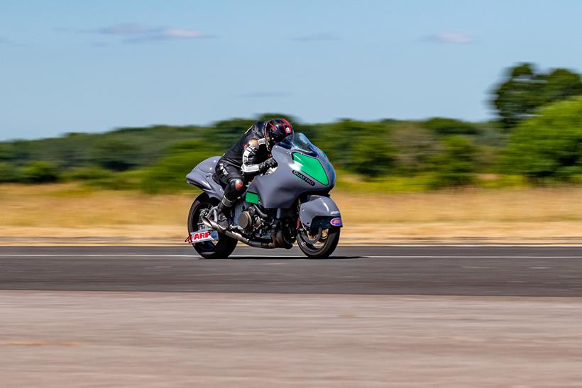 Guy Martin on his Suzuki Hayabusa speed record bike Photo: Steve McDonald Photography