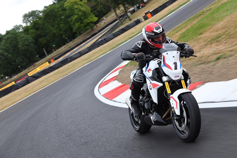 Steve Plater rides a BMW F900 R race bike