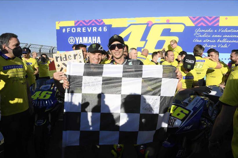 The signed chequered flag from Valentino Rossi's final race is up for grabs