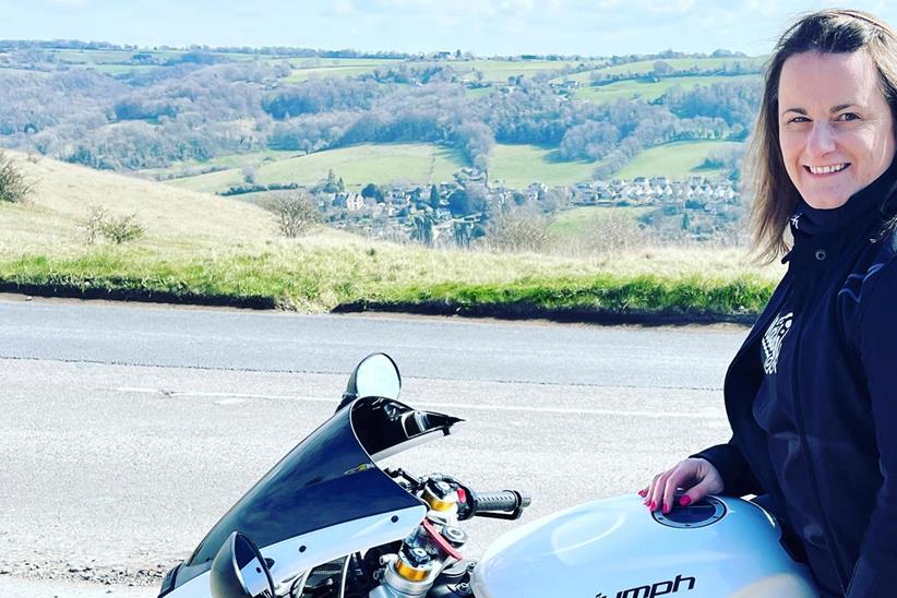 Sarah Mitchell with her Triumph Daytona 675R