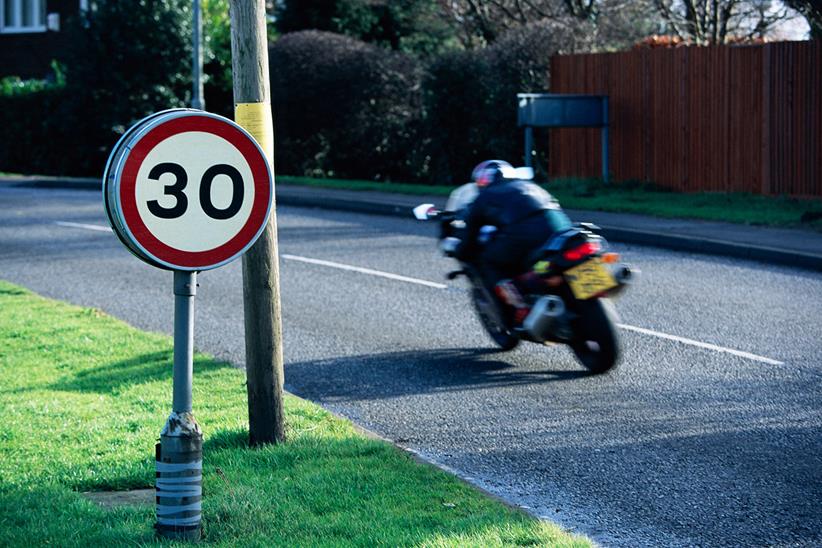 Motorbike enters 30mph zone