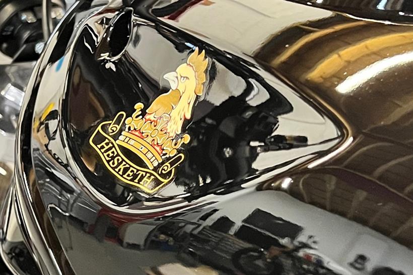 Close up of Hesketh logo on the Heresy