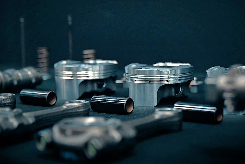 Triumph Moto2 updated pistons up close